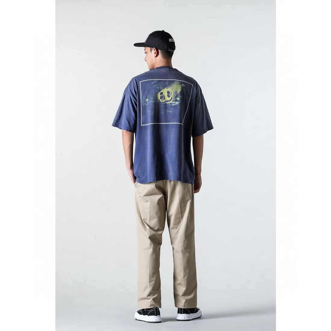 CACTUS PLANT FLEA MARKET x SAINT Mxxxxxx STAR SS TEE/NAVY New CPFM star smiley holed distressed short sleeves Washed blue S-XL Genuine consistent tube weaving without side seams High weight OE yarn fabric Assute dyeing Multiple horse fades Heavy wash water Worn holes Customized joint main mark/wash mark/little angel anti-counterfeiting label